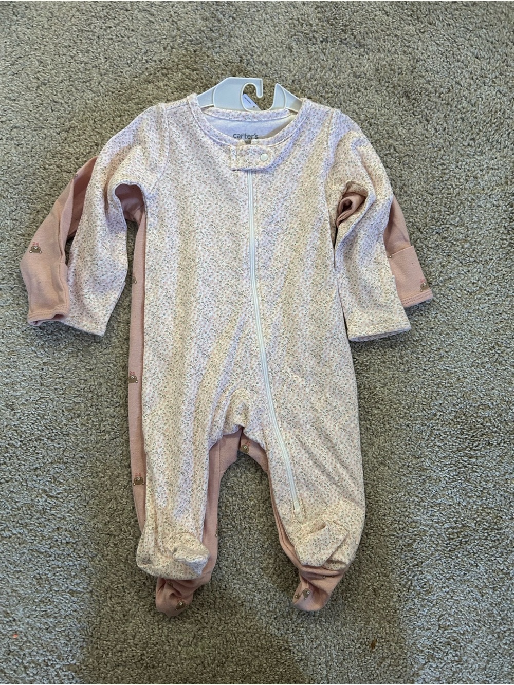 Carter's Pink Floral Footed Pajamas Sleepers Size 3 Months 2 Pack NWT